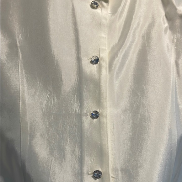 White Button Down Shirt by JS Collections with Cuffed Sleeves Size 12 - Picture 4 of 8